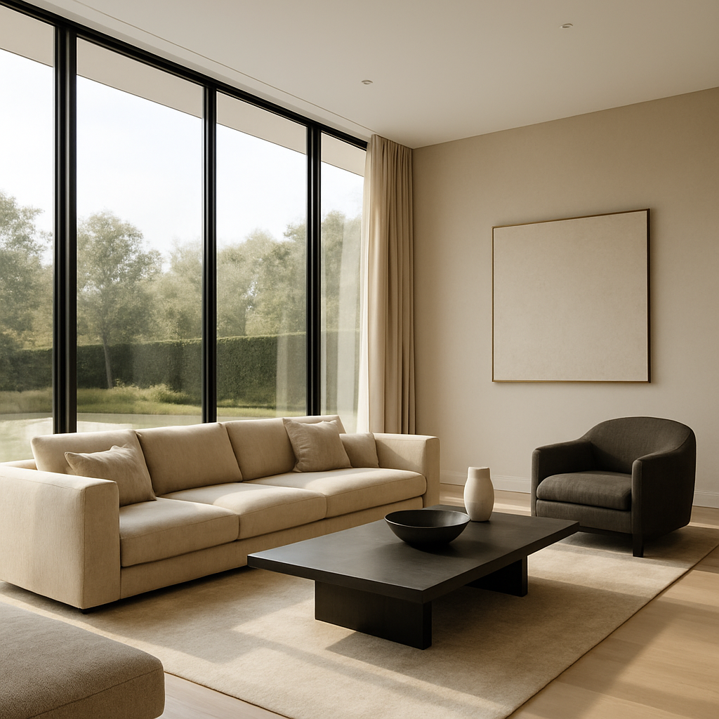 Vivienda contemporánea con ventanal de PVC de gran formato y luz natural